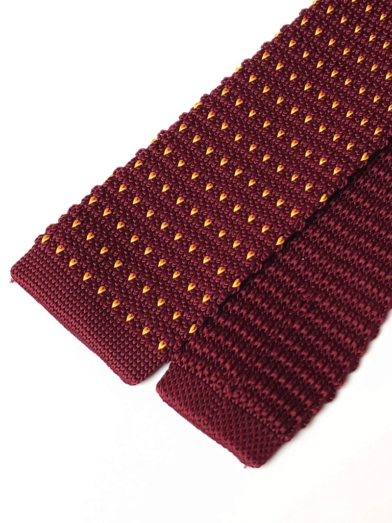 Elfeves Men Classic Burgundy Red R Patterned Woven Silk Ties Fashion Fitness Designer Cotton Neckties Neckwear - Image 3